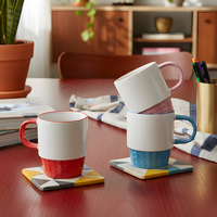 Mug en céramique 12 oz avec anse colorée, vierge pour sublimation, personnalisable pour commande en gros, image de marque d'entreprise, cadeaux d'affaires