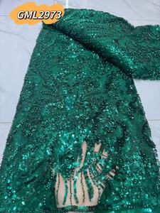2025 Inmyshop nuovo tessuto di perline di cristallo paillettes di lusso marrone netto ricamo di perline paillettes <span class=keywords><strong>Tulle</strong></span> per abito da sposa - Product Image 5