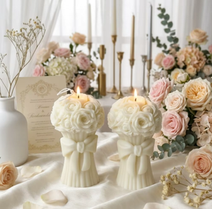 Bougie parfumée en cire de soja Robe de mariée 3D et bouquet de roses, idéale pour les fêtes prénuptiales et comme cadeau de <span class=keywords><strong>mariage</strong></span> - Product Image 2