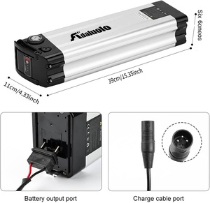 <span class=keywords><strong>Batterie</strong></span> de vélo électrique Adaluolo <span class=keywords><strong>36V</strong></span> 10AH Argent Pedelec Lithium-ion Amovible Chargeur 2 broches 200W <span class=keywords><strong>250W</strong></span> 350W Chine avec chargeur - Product Image 4