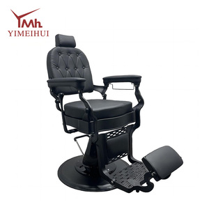 Poltrona da Barbiere Classica Personalizzabile con Schienale Reclinabile, Elegante Aspetto Antico e Struttura Nera di Alta Qualità - Product Image 6