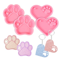 Moule en silicone rose pour bonbons, en forme de patte d'ours, d'os de chien ou de cœur, pour porte-clés en résine, idéal pour le bricolage, la pâtisserie et la crème glacée