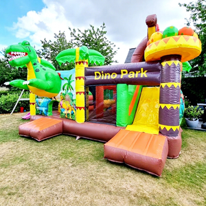 Castillo Inflable de Dinosaurios para Niños, Parque de Dinosaurios Inflable al Aire Libre con Tobogán Combinado, Capacidad de 500 kg, Portátil - Product Image 1