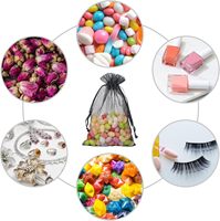 Petit Pochon à Dragées de Mariage en Organza Uni avec Cordon de Serrage en Maille Transparente, Multiples Tailles pour Emballage Cadeau ou Échantillons