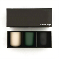 Boîte cadeau rigide écologique recyclable beige de luxe avec logo personnalisé, 3 compartiments, emballage en carton pour bougie, parfum, cosmétique