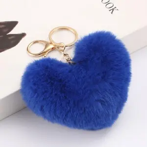 Fur Pom Pom Keychain Heart Pom Pom Keychain In Many Colors Cute Fluffy Personalized Fur Heart Shaped Pompom Keychain For Bag Accessory