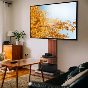 Có thể điều chỉnh chiều cao TV núi LED LCD TV hiển thị tầng đứng với lưu trữ gỗ Kệ