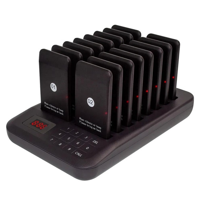 Wireless Rechargeable Pager System 16-Channel for Restaurants and Cafes Guest Calling Pager for Waiters