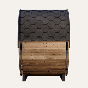 Hachillspa di lusso all'aperto barile Sauna 4-6 persone finitura thermoood vetro temperato porta d'ingresso nero scandole tetto Sauna stufa - Product Image 2