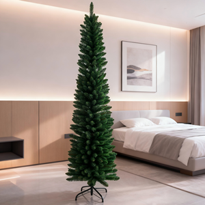 Sapin de Noël Artificiel Fin et Compact : Branches Vertes Denses, Construction Robuste, Décoration de Fêtes Élégante pour Espaces Restreints, Alimentation Solaire - Product Image 2