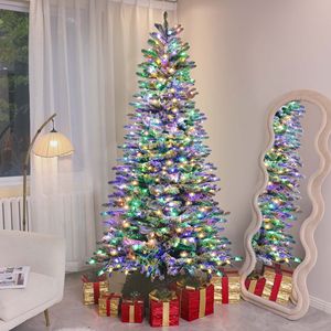 DB Venta caliente 7,5 pies Pino de montaña preiluminado Árbol de Navidad artificial 180 cm Árbol de Navidad flocado con nieve con 500 LED" - Product Image 5