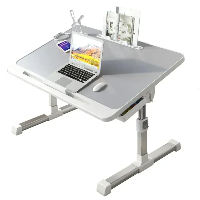 N3 Dobrável Lift Laptop Desk para Cama Suporte Ajustável Portátil Lap Table Breakfast Bandeja Mesa com Gaveta para Trabalho Jogo Estudo