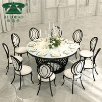 Tables de réception AULOBAO AT-1041, design élégant et moderne en forme de cage à oiseaux, base en acier inoxydable, pour mariage, fête, dîner, événements, salle de banquet