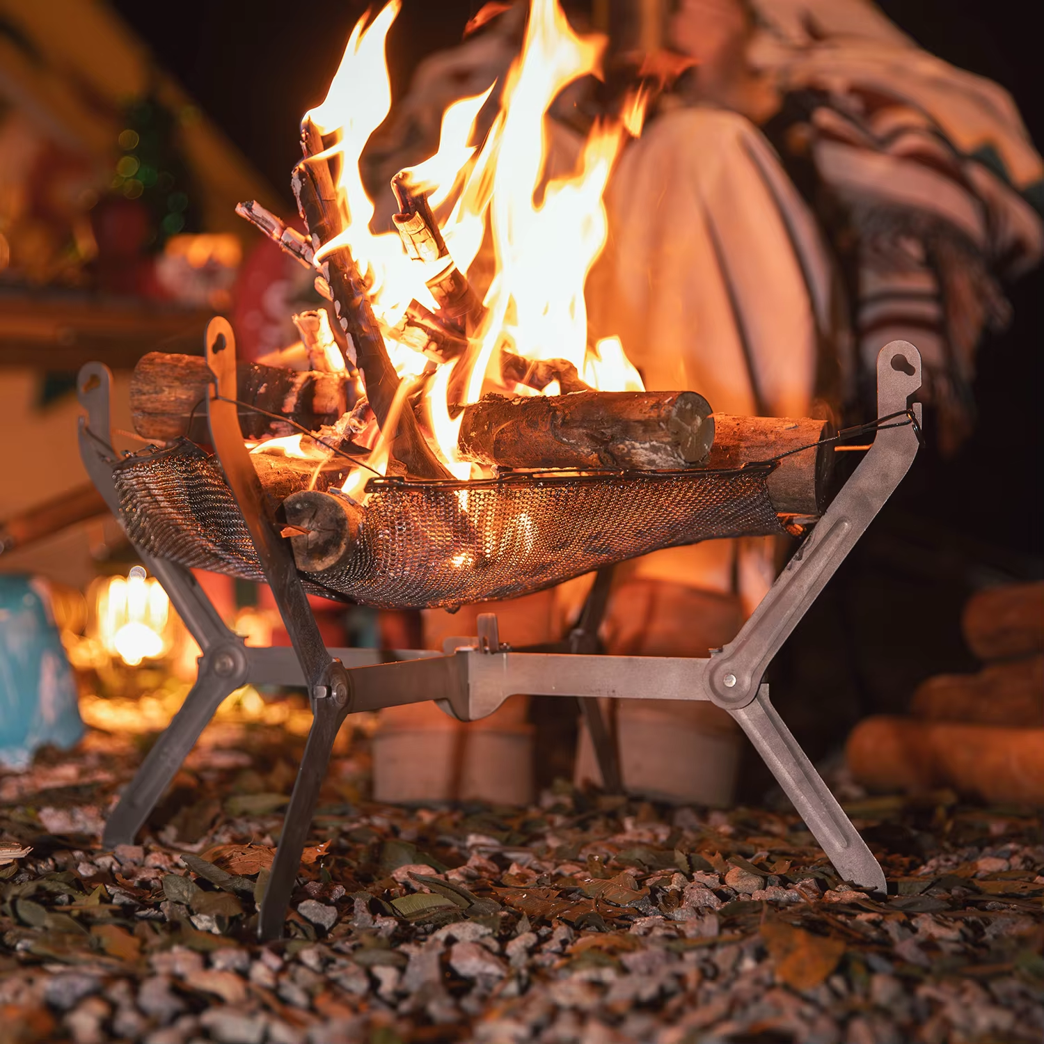 Portable Titanium Alloy Outdoor Bonfire Stove Firewood Heating Grill for Camping Beacon Grill Portable Burning Table