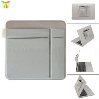 Pochette de rangement arrière pour ordinateur portable à 2 emplacements avec porte-stylo, pochette organisatrice carrée autocollante pour souris, sac de rangement pour souris sans fil