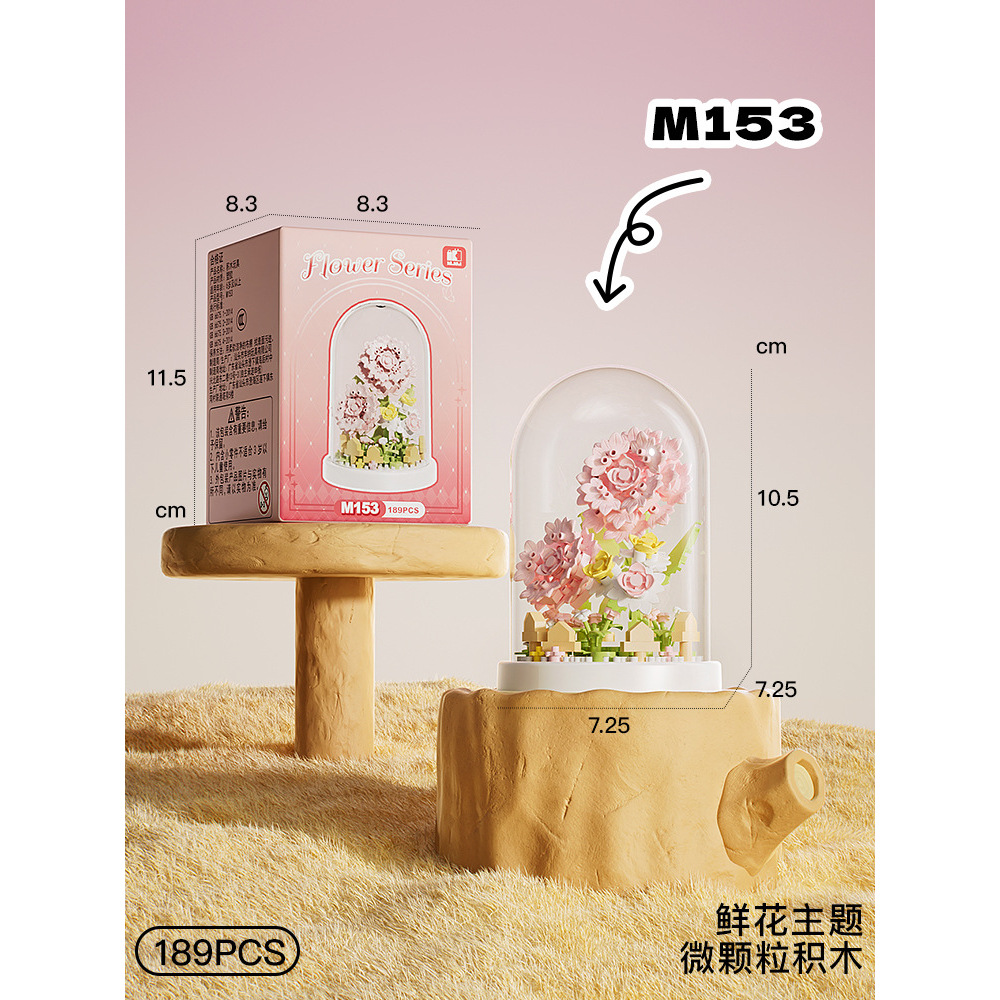 M153 Pink Floral Mist (พร้อมฝาปิดโปร่งใส)
