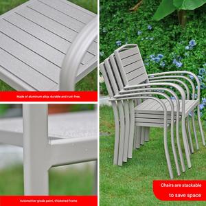 Modern Durable Outdoor <b>Aluminum</b> Wood Garden Set Waterproof UV Resistant Patio Dining <b>Table</b> Chairs for Villa Balcony Courtyard - Product Image 5