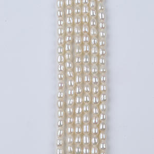 Collier en perles de Zhuji, vente en gros, baroque, double face, perles d'eau douce, 3-4 mm, blanc intense/coloré, forme irrégulière naturelle, pour bricolage - Product Image 4