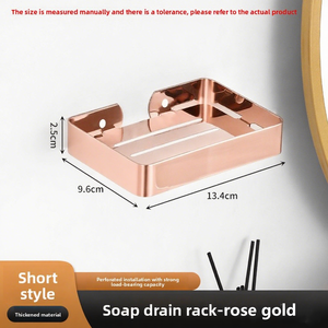 Support mural rectangulaire en acier inoxydable pour savon, poli, minimaliste, avec égouttoir intégré pour salle de bain - Product Image 3