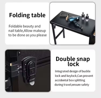 Portable Trolley Nail Desk Avec Lumière Led Et Miroir Grande Capacité Roulant Maquillage Table Polonais Organisateur Cas Avec tiroirs