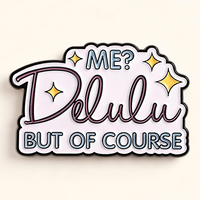 Broche personnalisée DELULU avec alphabet féminin émaillé, style antique et moderne, pour les fashionistas chics