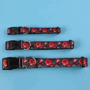 In Stock Wholesale High Quality Luxury Cute Polyester Adjustable 3 Patterns S M L 3 Size Pet Dog Puppy Neck Collar