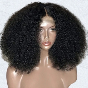 Peluca de Cabello Humano Remy Brasileño <span class=keywords><strong>Afro</strong></span> Crespo Rizado de 200 Densidad con Encaje Frontal HD Transparente, Natural, Corta, Pre-Desplumada para Mujeres Negras - Product Image 1