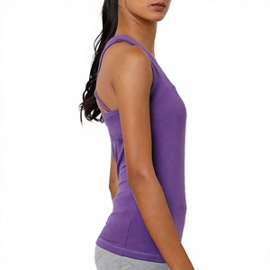 Wholesale <b>Women</b> Tank Top Custom Logo High Neck <b>Sleeveless</b> Fitness <b>Shirt</b> Breathable Solid Color Stylish - Product Image 3
