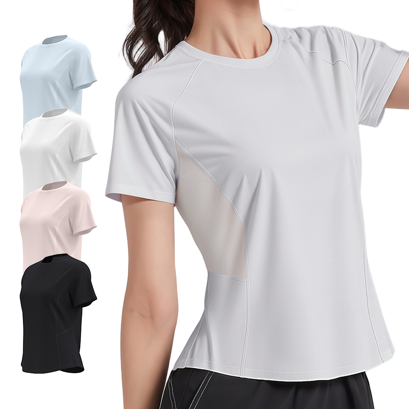 Activewear Sports Fitness Yoga Tops for Women Custom Printed Logo Plain Blank Gym Workout Training Short Sleeve T-shirts