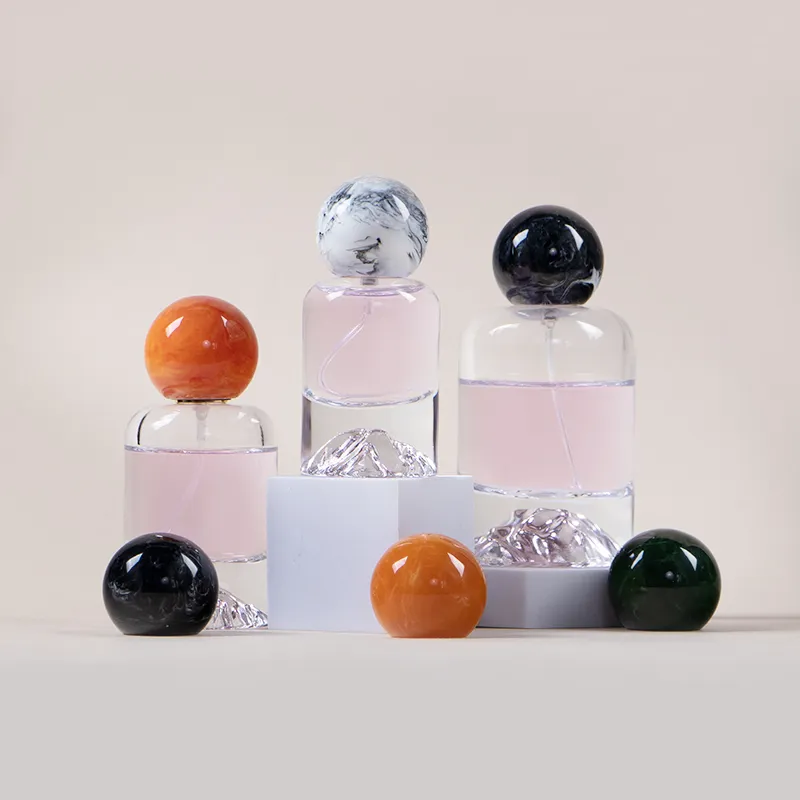 Neue Luxus 30ml Damen körper leer rund einzigartige Eisberg Parfüm Glasflaschen und verschiedene Kappe Set