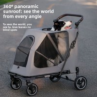 Poussette pour grand chien, pliable, portable, en métal, pour les sorties, pour chiens blessés ou âgés