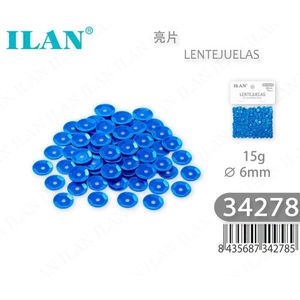 Paillettes ILAN 6mm Blu 15g Per Artigianato e Decorazione - Product Image 1