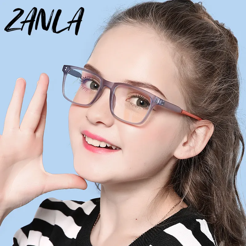 Kính chặn ánh sáng màu xanh trẻ em 7-12 tuổi 2024 thời trang linh hoạt TR90 khung máy tính chơi Game kính trẻ em Kính mắt cô gái