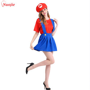 Halloween <span class=keywords><strong>Super</strong></span> <span class=keywords><strong>Mario</strong></span> Bros Costume Femmes Sexy Robe Plombier Costume Cosplay Adulte Fantaisie Robe// - Product Image 3