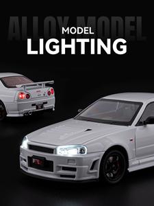 2026-02 CZ 1:24 <span class=keywords><strong>Nissan</strong></span> GTR R34 Modellino Classico in Lega, Ornamenti per <span class=keywords><strong>Auto</strong></span> in Lega, Simulazione in Lega Pressofusa - Product Image 2
