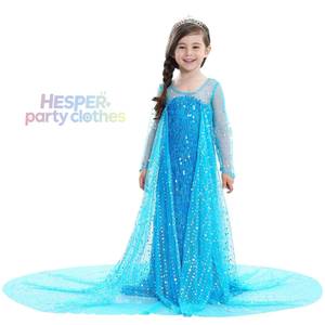 Costume de fête de luxe pour fille, robe de princesse Elsa bleue HP, paillettes, pour anniversaire et Noël - Product Image 1