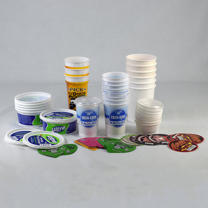 Emballage <span class=keywords><strong>de</strong></span> yaourt 500 ml 500 g 16 oz, bol en plastique PP blanc avec joint en aluminium et couvercle transparent, manchon en papier - Product Image 4