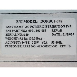 ENI DOFBC2-078 REV.B 006-1103-085 Pièces d'équipement semi-conducteur d'occasion, état actuel - Product Image 3