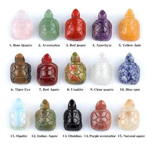 Piedra preciosa natural de 1 pulgada tallada tortuga curación Reiki estatua cristal artesanía Feng Shui joyería para decoración del hogar encantos - Product Image 6