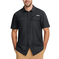 Chemise de pêche pour homme, imperméable, en tissu ripstop, à boutons, manches courtes, multi-poches, UPF50+, tactique, pour l'extérieur, personnalisable