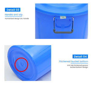 Fût rond en <span class=keywords><strong>plastique</strong></span> de 200 L avec poignée en fer et couvercle, grande capacité, pour produits chimiques, poubelle extérieure en <span class=keywords><strong>plastique</strong></span> - Product Image 6