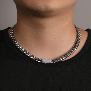 Nouveauté Collier Chaîne Cubaine en Acier Inoxydable 8mm 10mm 12mm en Gros Fermoir Zircon AAA <span class=keywords><strong>Bijoux</strong></span> Tendance - Product Image 5