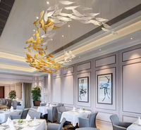 Lustres et lampes en verre LED feuille d'érable suspendus au plafond intérieur moderne contemporain de luxe