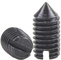 Vis de réglage fendues LeGood DIN 553 à tête plate et pointe conique, CLASSE 4, en acier au carbone noir, filetage métrique standard, modèle LGII OEM