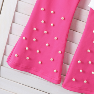 Set di Abbigliamento per Bambine Primavera-Autunno 2026, Stile Coreano, <span class=keywords><strong>Felpa</strong></span> Floreale e Pantaloni a Zampa con Perle, 2 Pezzi - Product Image 3