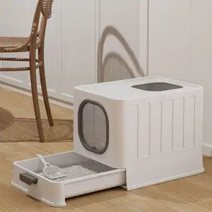 High Quality Large Fully Enclosed Plastic Cat Litter Box Large Space Foldable Cat Cleaning Litter Box Cat Toilet