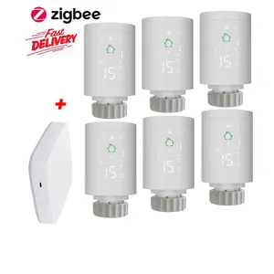 Tuya ZigBee3.0智能散热器执行器可编程恒温器，带6pcs TRV + 1网关语音控制