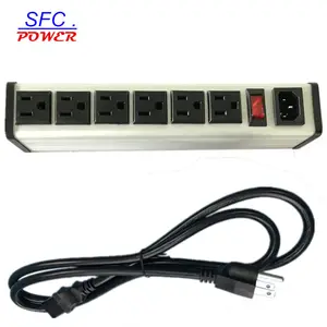 IEC 60320 Inlet C14 PDU POWER STRIP, NEMA 5-15R 6 OUTLETS, VERTICAL RACK / SURFACE MOUNT, METAL ENCLOSURE, D.P. CIRCUIT BREAKER,