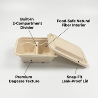 Boîte à lunch rectangulaire en pulpe de canne à sucre biodégradable jetable de 1500 ml, résistante à l'eau, pour aliments profonds