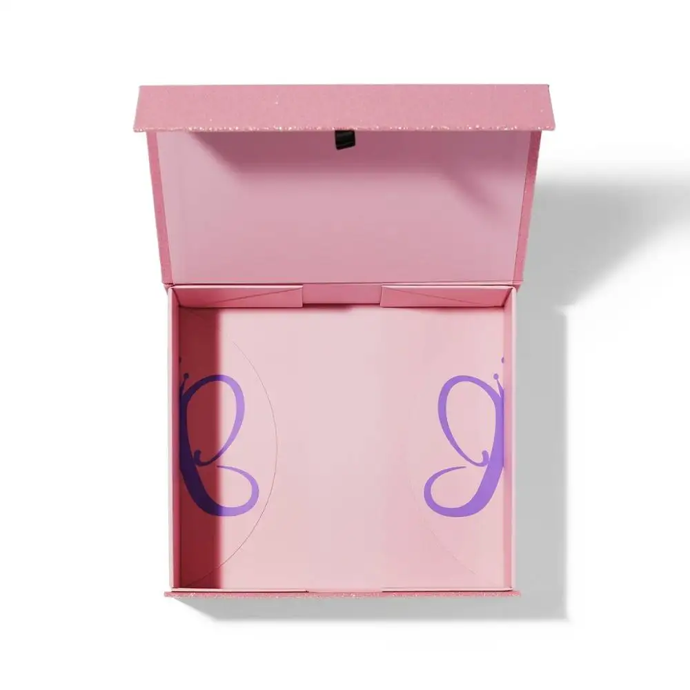ロマンチックなベビーピンクのコート紙段ボールギフト包装ボックス磁気クロージャー付きboxycharm無料折りたたみボックス